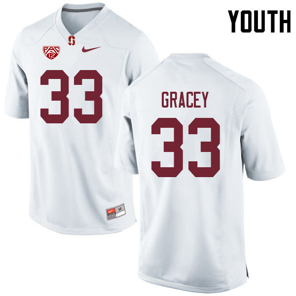 Youth #33 Alex Gracey Stanford Cardinal College Football Jerseys Sale-White - Click Image to Close
